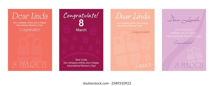 a set of greeting cards for March 8th