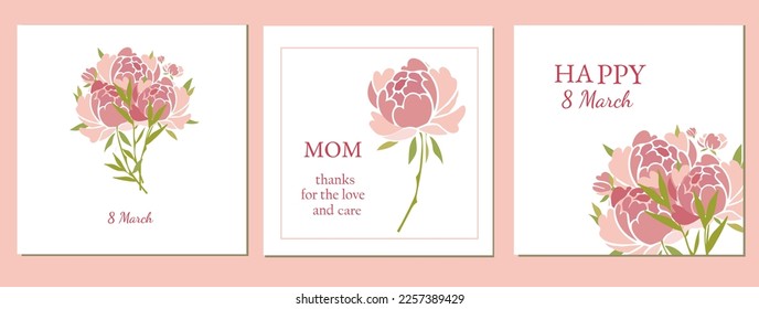 Set of greeting cards for March 8.Vector.