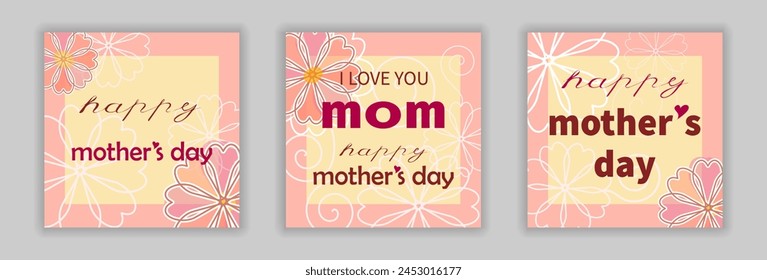 Set of greeting cards for Mother's Day. Vector