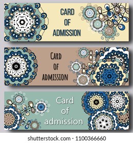 Set of greeting cards. on decorated mandala and flowers. background.  template , gift certificate, party invitation, congratulation