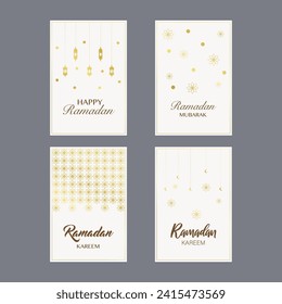 Set Of Greeting Cards For Ramadan Vector Design.