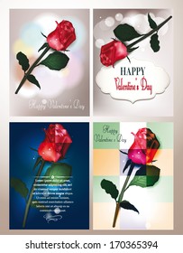 Set of greeting cards with red rose