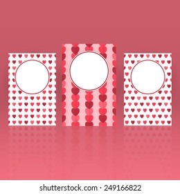 Set of greeting cards for St. Valentine's Day with hearts background. Stock vector.