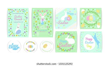 set with greeting cards template for Happy Easter Day