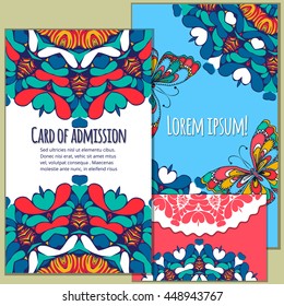 Set greeting vector card on decorated background  mandala element . pattern, brochure, gift certificate, party invitation, congratulation