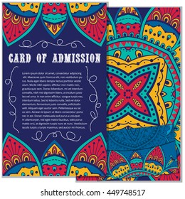 Set greeting vector card on decorated background mandala element . pattern, brochure, gift certificate, party invitation, congratulation