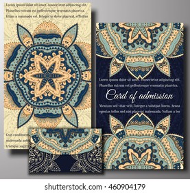 Set greeting vector card on decorated background flower