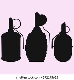 set of the grenade vector silhouette isolated