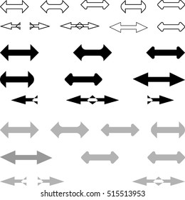 set of  grey and black double arrows, vector illustration eps