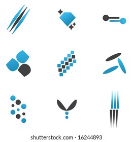 set of grey blue logo elements