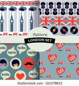 set of grey british hipster patterns