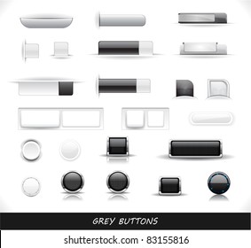 Set of grey buttons. Vector eps10  illustration.