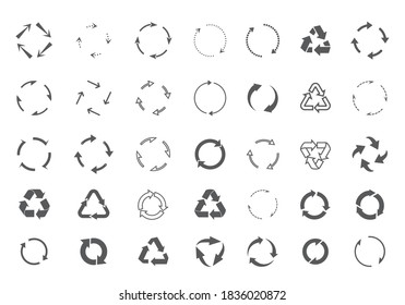 Set of grey circle arrows on black background. Vector Icons. Graphic for website.