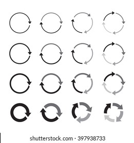 set of grey circle vector arrows