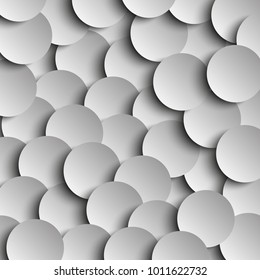 Set of Grey Circles with Drop Shadows, Abstract Background