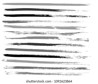 Set of grey ink vector stains. Grunge brush collection isolated on white