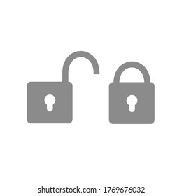 set of grey locked and open padlock icon vector