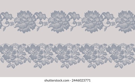 Set of grey openwork lace trim.