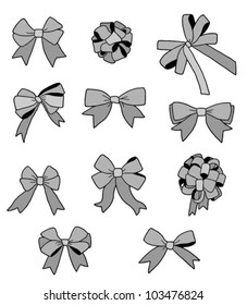 Set of grey ribbon bows