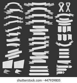 set of grey ribbons, badges, and label illustration vector eps 10