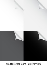 Set of grey scale paper sticker  curl 