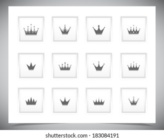 Set of grey simple crowns. Vector illustration