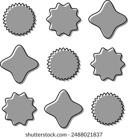 Set of  grey starburst. Price sticker, sale sticker, price tag, starburst, quality mark, retro stars, sale or discount sticker, sunburst badges, sun ray frames, promotional badge set, shopping labels.