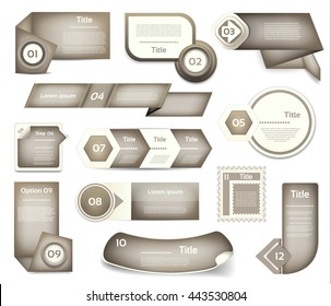 Set of Grey vector progress, version, step icons. eps 10
