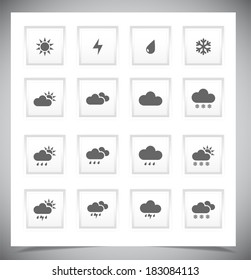 Set of grey weather buttons. Vector illustration.
