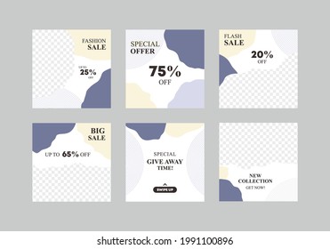 Set of grey and white colors combination sale banners with minimalistic abstract design for social media, ads, promo posters. Fashion discount sale business offer template. Vector illustration