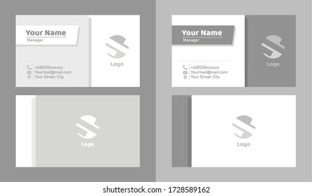 Set of grey and white Simple Illustration of bussiness card templates. Elegant abstract horizontal bussiness cards in flat design style. 