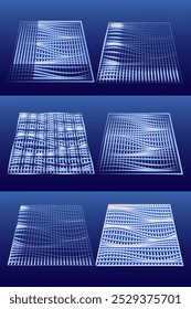 A set of grid elements with strokes made with different author's brushes.