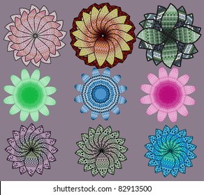 set grid flowers