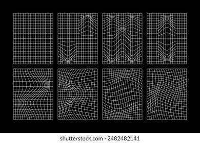 Set of grid lines background. Abstract futuristic wireframes, template design. Vector illustration