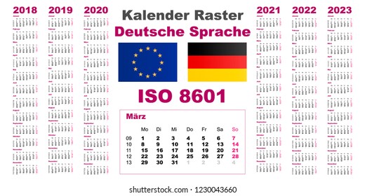 Set Grid Wall Calendar Deutsche German Stock Vector (Royalty Free ...