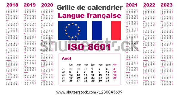 Set Grid Wall Calendar France French Stock Vector Royalty Free
