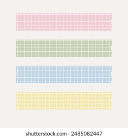 Set of grids colorful washi tapes for journaling