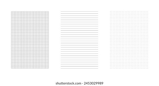 Set of grids graphic notebook sheet editable stroke. Vector