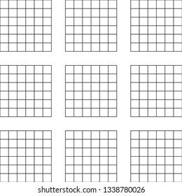 Set of grids of identical colorless squares. Vector illustration