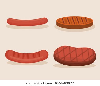 set grill meats icon