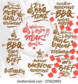 Set of Grill Menu Calligraphic Labels