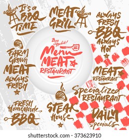 Set of Grill Menu Calligraphic Labels
