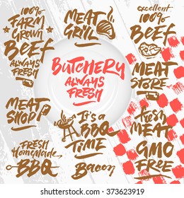 Set of Grill Menu Calligraphic Labels