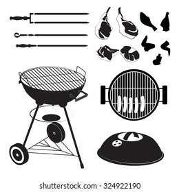 Set of grill with pieces of different meat
