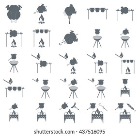 Set of grilled chicken icon. Vector illustration

