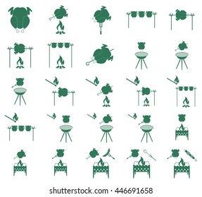 Set of grilled chicken icon. Vector illustration

