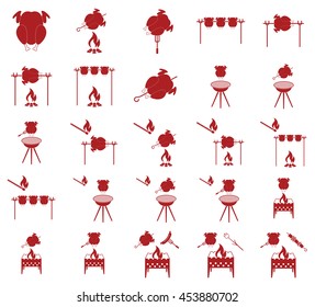 Set of grilled chicken icon. Vector illustration

