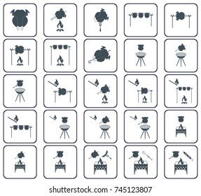 Set of grilled chicken icon. Vector illustration

