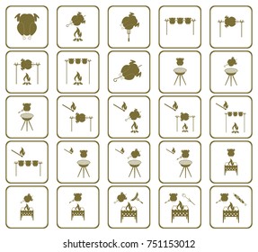 Set of grilled chicken icon. Vector illustration