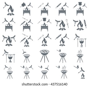 Set of grilled sausage icon. Vector illustration

